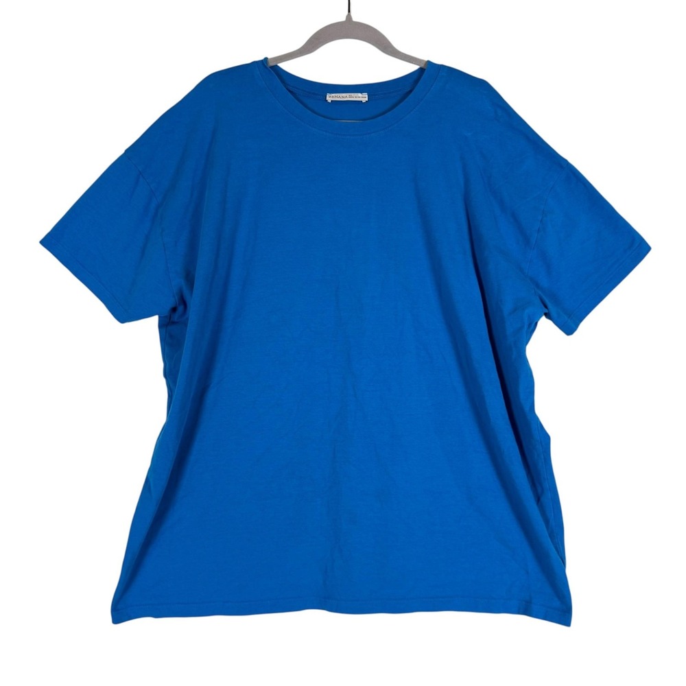Zenana Shirt Womens XL Blue Crewneck Short Sleeve Stretch Jersey Casual Top
